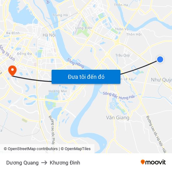 Dương Quang to Khương Đình map