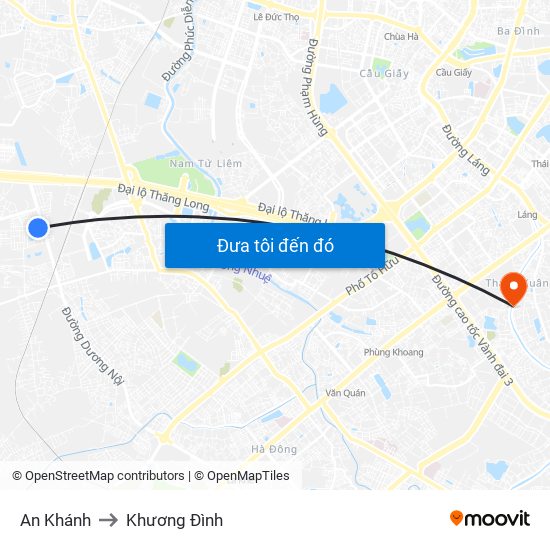 An Khánh to Khương Đình map