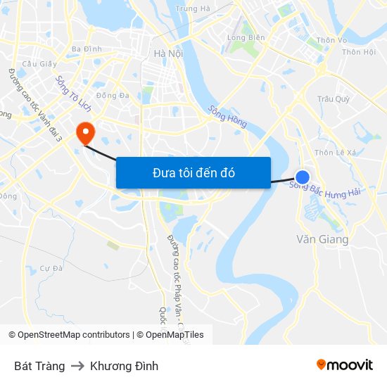 Bát Tràng to Khương Đình map