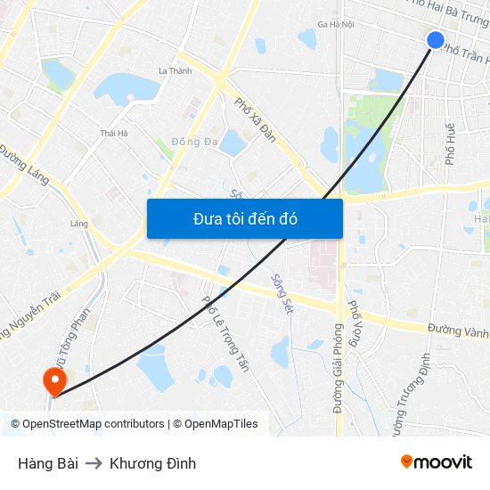 Hàng Bài to Khương Đình map