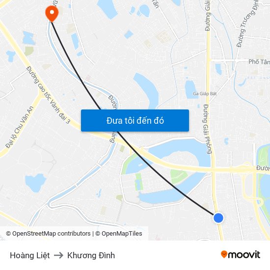 Hoàng Liệt to Khương Đình map