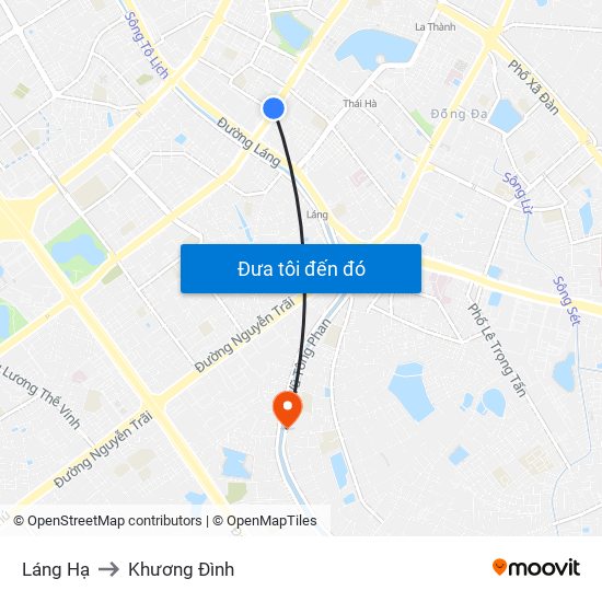 Láng Hạ to Khương Đình map