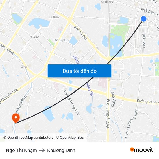 Ngô Thì Nhậm to Khương Đình map