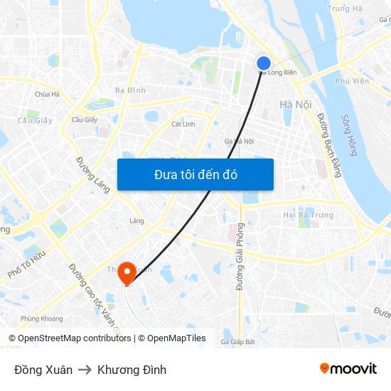 Đồng Xuân to Khương Đình map