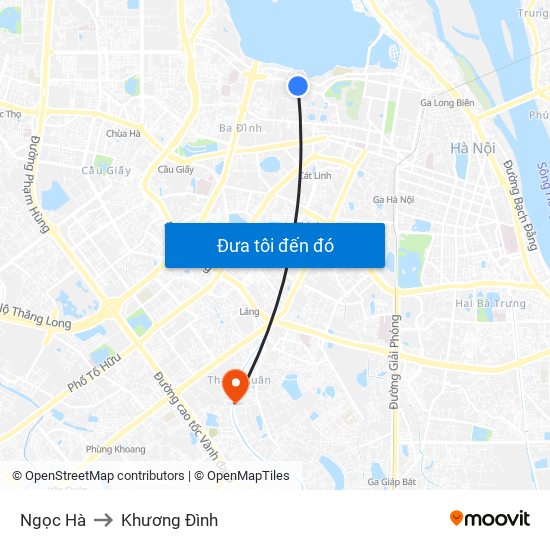Ngọc Hà to Khương Đình map