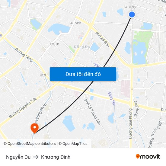 Nguyễn Du to Khương Đình map
