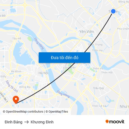 Đình Bảng to Khương Đình map