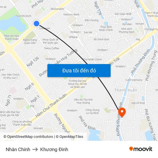 Nhân Chính to Khương Đình map