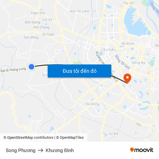 Song Phương to Khương Đình map