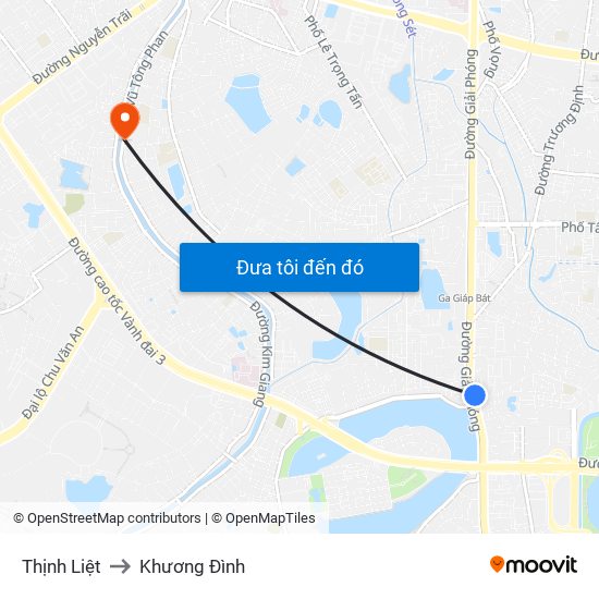 Thịnh Liệt to Khương Đình map