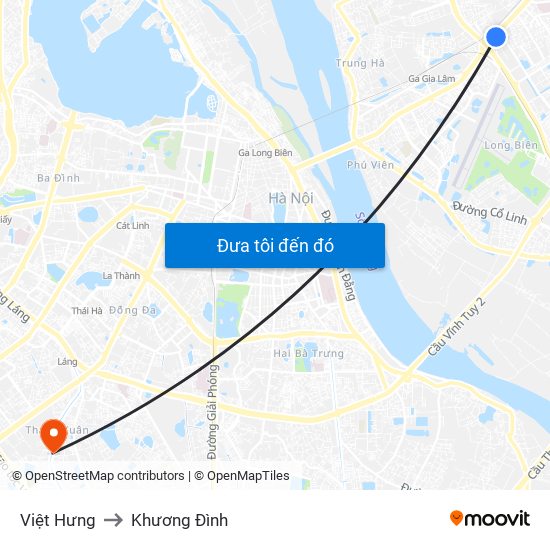 Việt Hưng to Khương Đình map