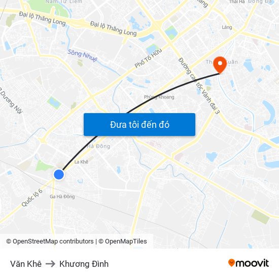 Văn Khê to Khương Đình map