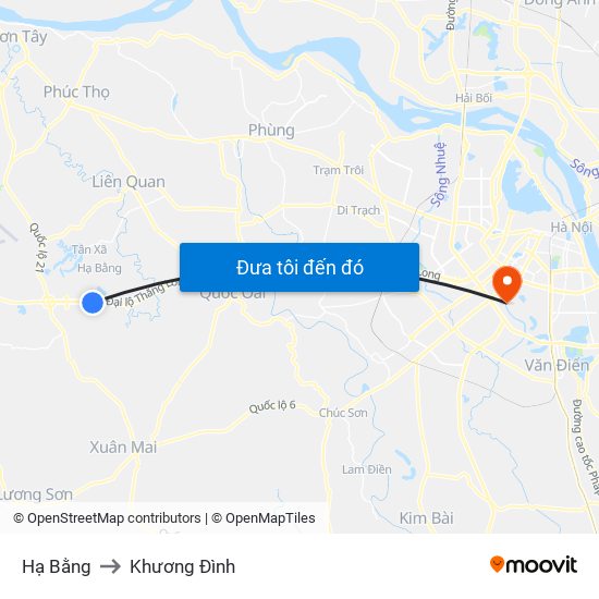 Hạ Bằng to Khương Đình map