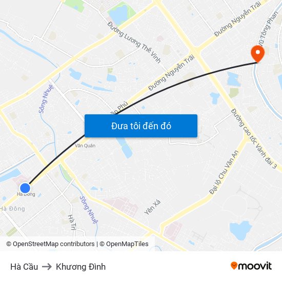 Hà Cầu to Khương Đình map