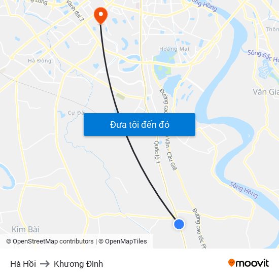 Hà Hồi to Khương Đình map