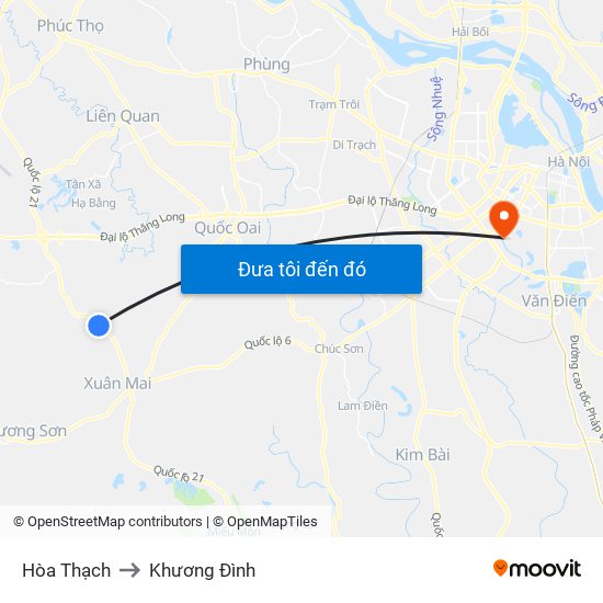 Hòa Thạch to Khương Đình map