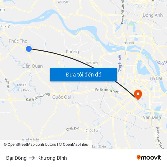 Đại Đồng to Khương Đình map