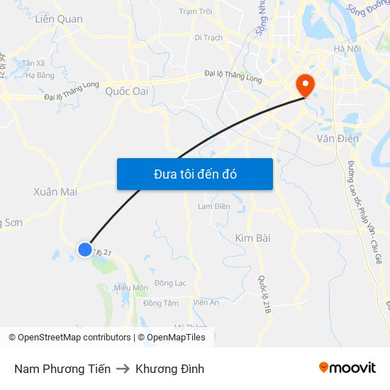 Nam Phương Tiến to Khương Đình map