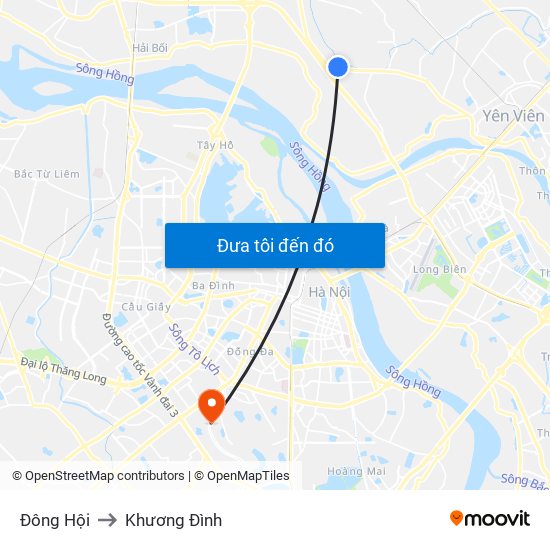 Đông Hội to Khương Đình map