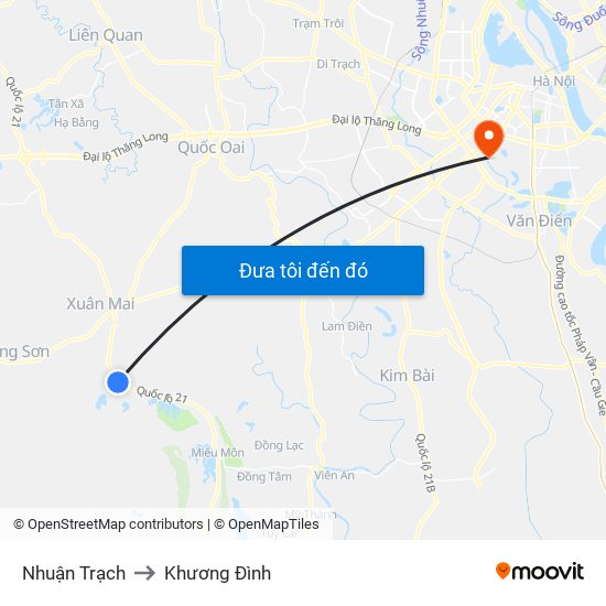 Nhuận Trạch to Khương Đình map