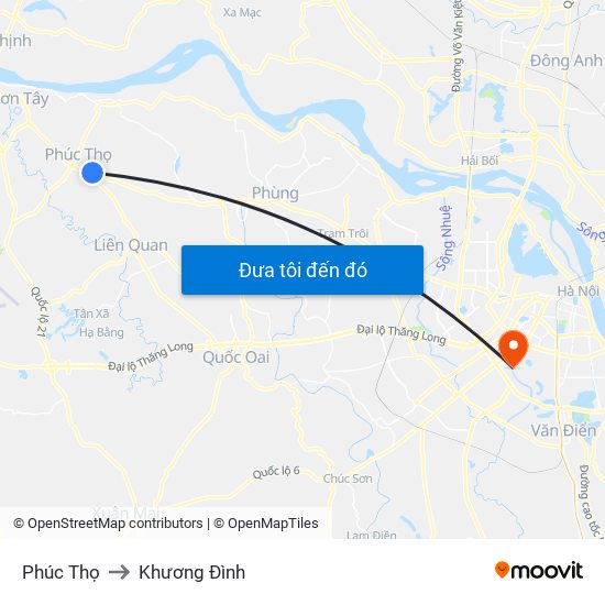 Phúc Thọ to Khương Đình map