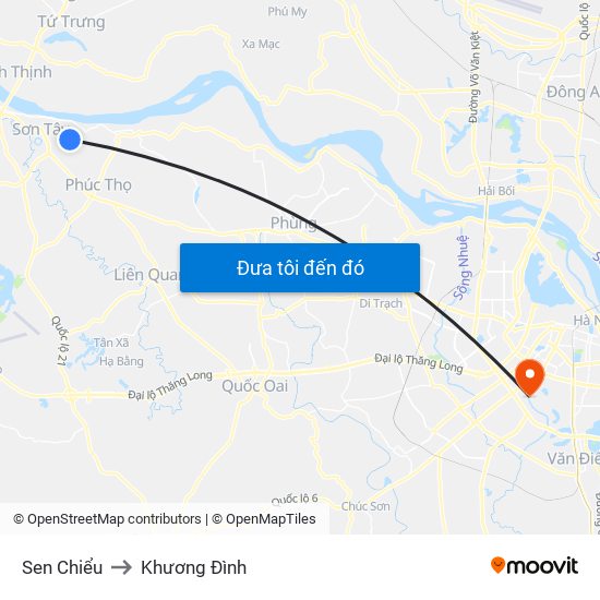 Sen Chiểu to Khương Đình map