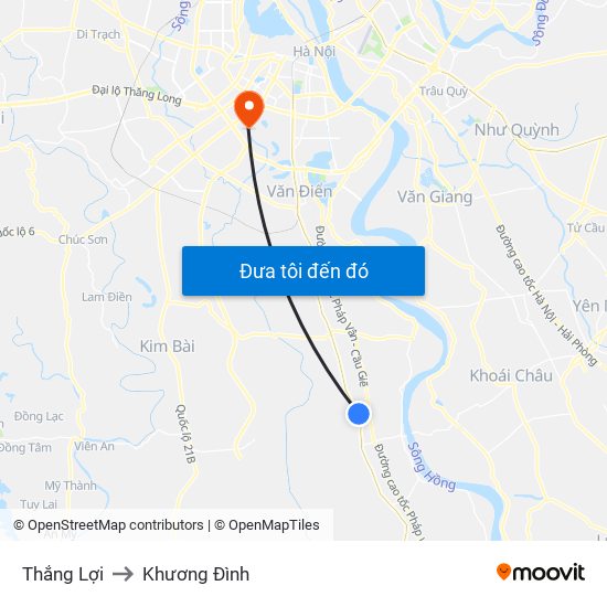 Thắng Lợi to Khương Đình map