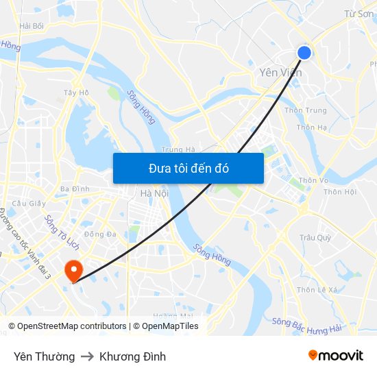 Yên Thường to Khương Đình map