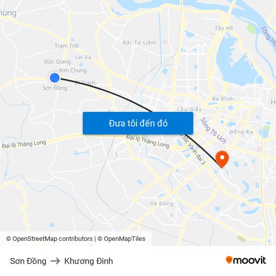 Sơn Đồng to Khương Đình map
