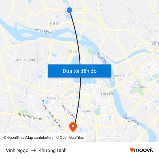 Vĩnh Ngọc to Khương Đình map