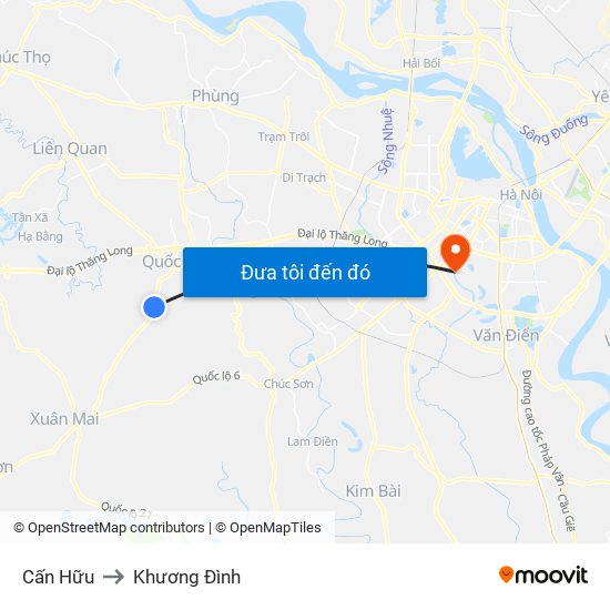 Cấn Hữu to Khương Đình map