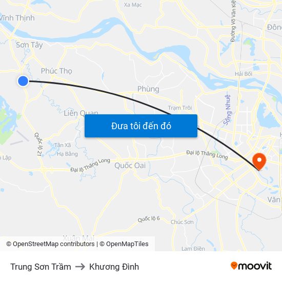 Trung Sơn Trầm to Khương Đình map