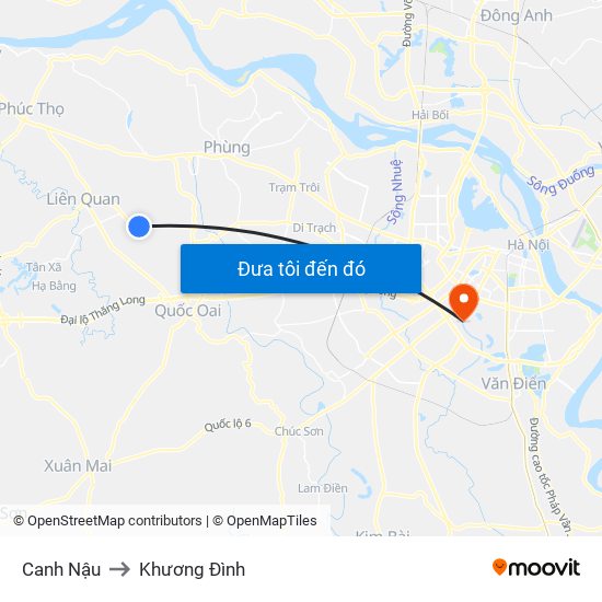 Canh Nậu to Khương Đình map