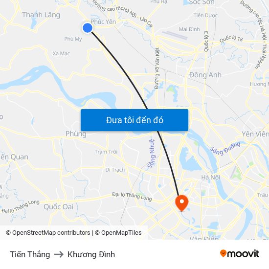 Tiến Thắng to Khương Đình map