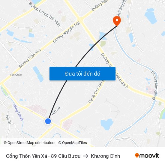 Cổng Thôn Yên Xá - 89 Cầu Bươu to Khương Đình map