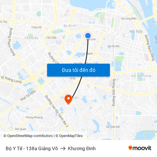 Bộ Y Tế - 138a Giảng Võ to Khương Đình map