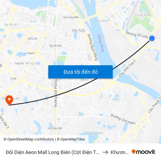 Đối Diện Aeon Mall Long Biên (Cột Điện T4a/2a-B Đường Cổ Linh) to Khương Đình map