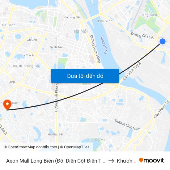 Aeon Mall Long Biên (Đối Diện Cột Điện T4a/2a-B Đường Cổ Linh) to Khương Đình map