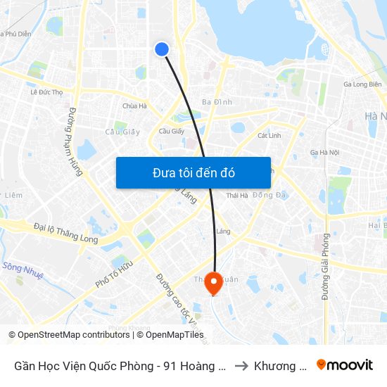Gần Học Viện Quốc Phòng - 91 Hoàng Quốc Việt to Khương Đình map