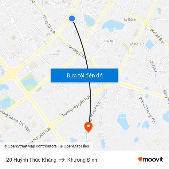 20 Huỳnh Thúc Kháng to Khương Đình map