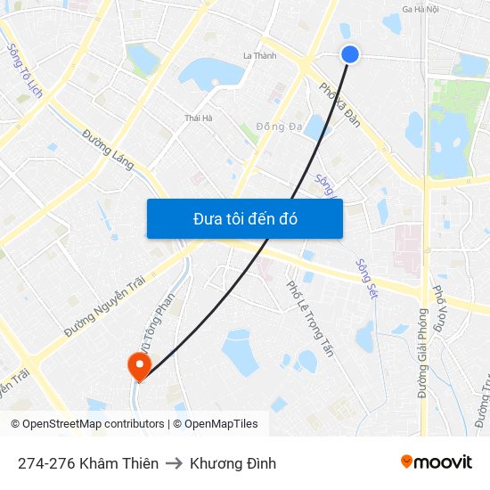 274-276 Khâm Thiên to Khương Đình map