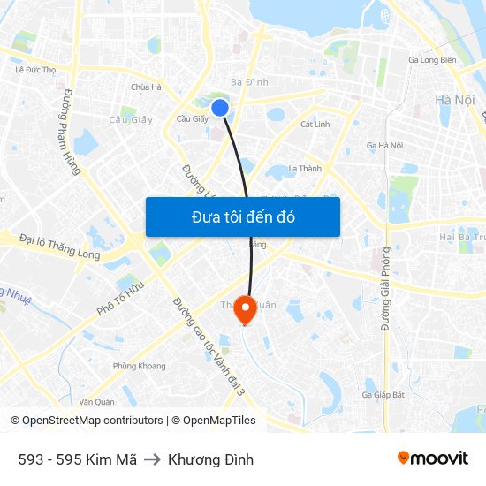 593 - 595 Kim Mã to Khương Đình map