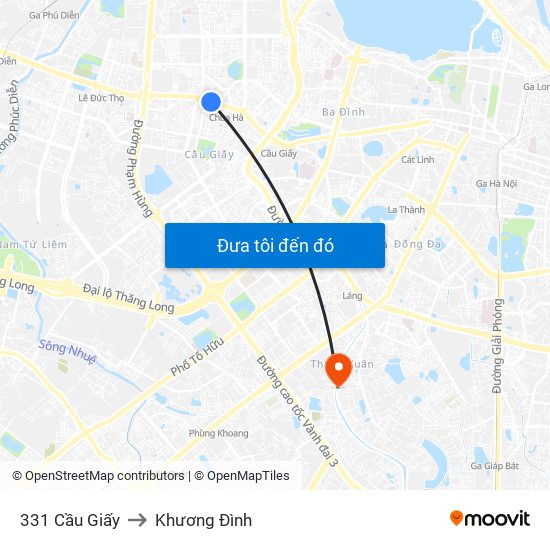 331 Cầu Giấy to Khương Đình map