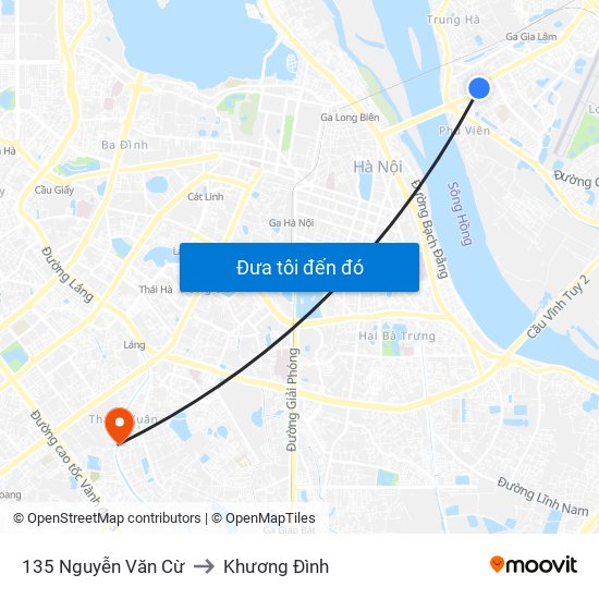 135 Nguyễn Văn Cừ to Khương Đình map