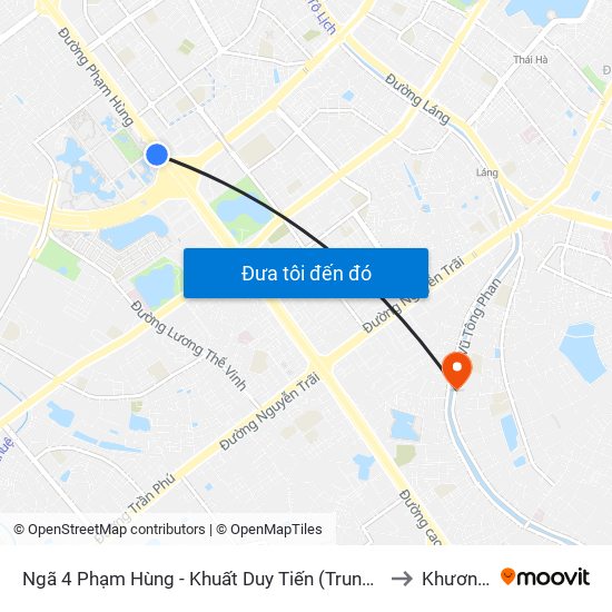 Ngã 4 Phạm Hùng - Khuất Duy Tiến (Trung Tâm Hội Nghị Quốc Gia) to Khương Đình map