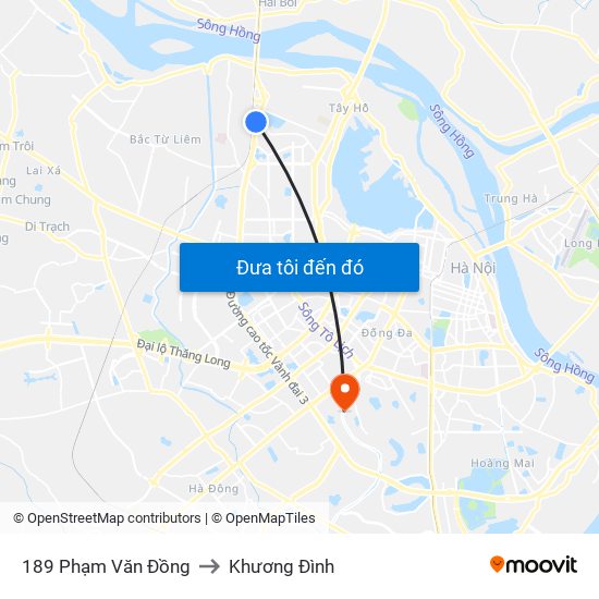 189 Phạm Văn Đồng to Khương Đình map