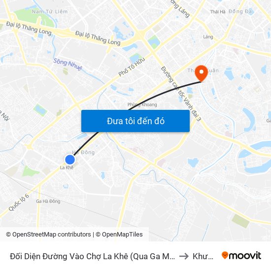 Đối Diện Đường Vào Chợ La Khê (Qua Ga Metro La Khê) - 405 Quang Trung (Hà Đông) to Khương Đình map