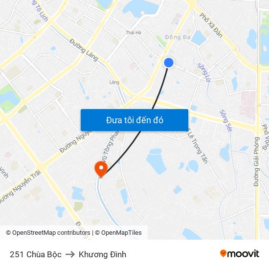251 Chùa Bộc to Khương Đình map