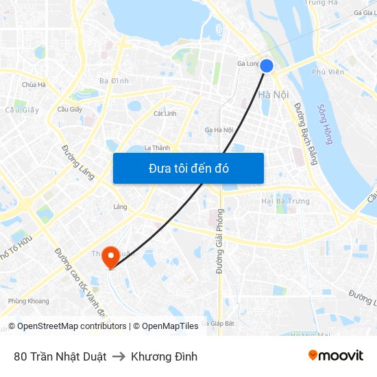 80 Trần Nhật Duật to Khương Đình map