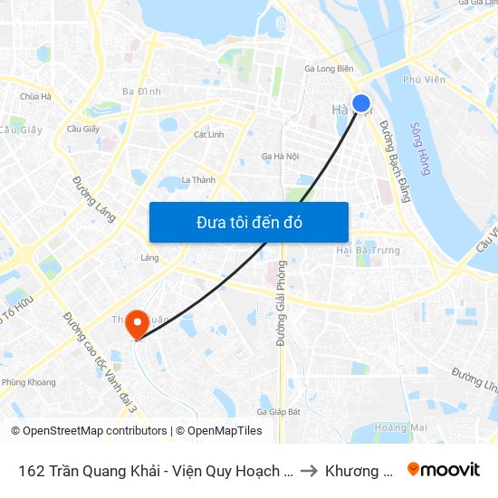 162 Trần Quang Khải - Viện Quy Hoạch Thủy Lợi to Khương Đình map